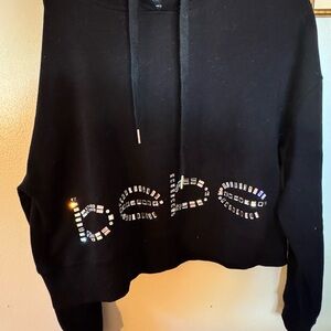 Bebe Black Hoodie with Sequin Detail